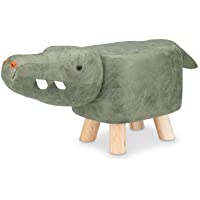 NOXXIEZ - Taburete de pie para niños con diseño de animales – Reposapiés otomano tapizado y silla para dormitorio- cojín…